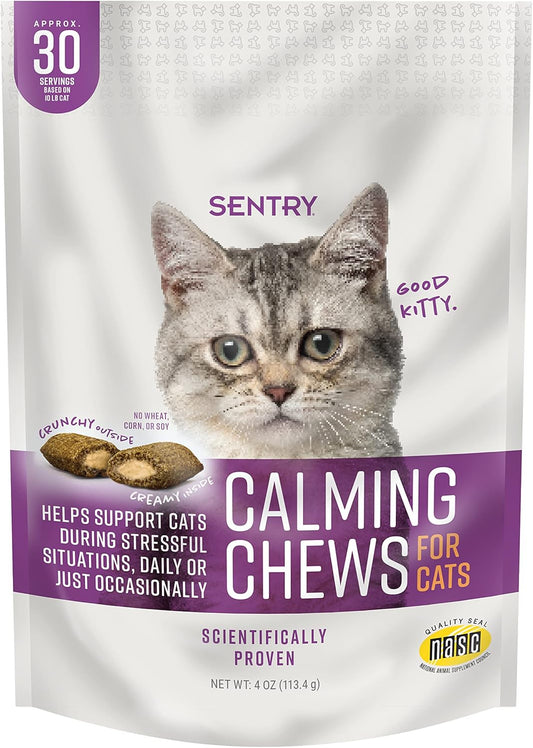Calming Chews for Cats, Calming Aid Helps to Manage Stress & Anxiety, with Pheromones That May Help Curb Destructive Behavior & Separation Anxiety, Calming Health Supplement for Cats, 4 Oz.