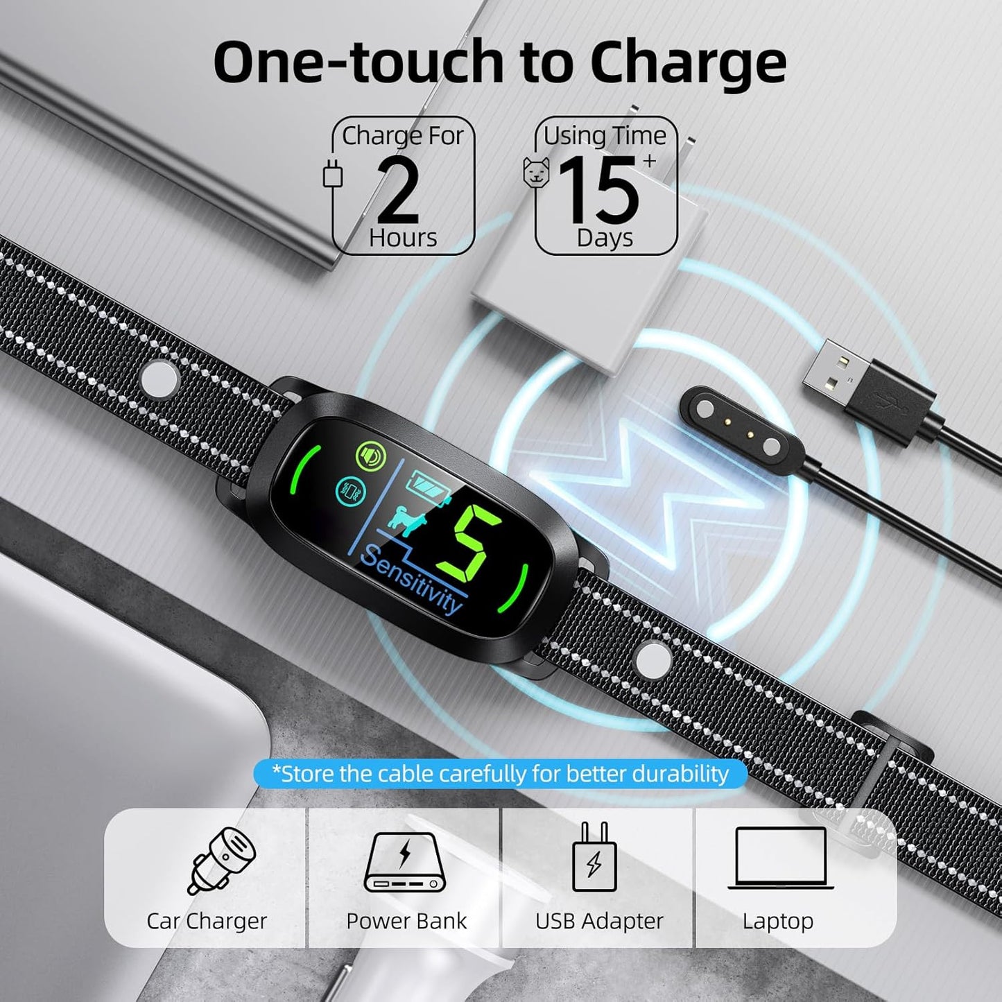 Dog Bark Collar for Large Medium Small Dogs, Rechargeable Smart Bark Collar, anti Barking Training Collar with 5 Adjustable Sensitivity Beep Vibration (Black)