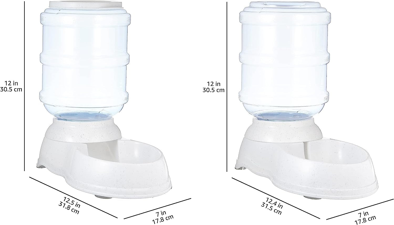 Automatic Dog Cat Water Dispenser Gravity Feeder Set, Pack of 2, Small, 6-Pound Food Capacity, 1-Gallon, Gray