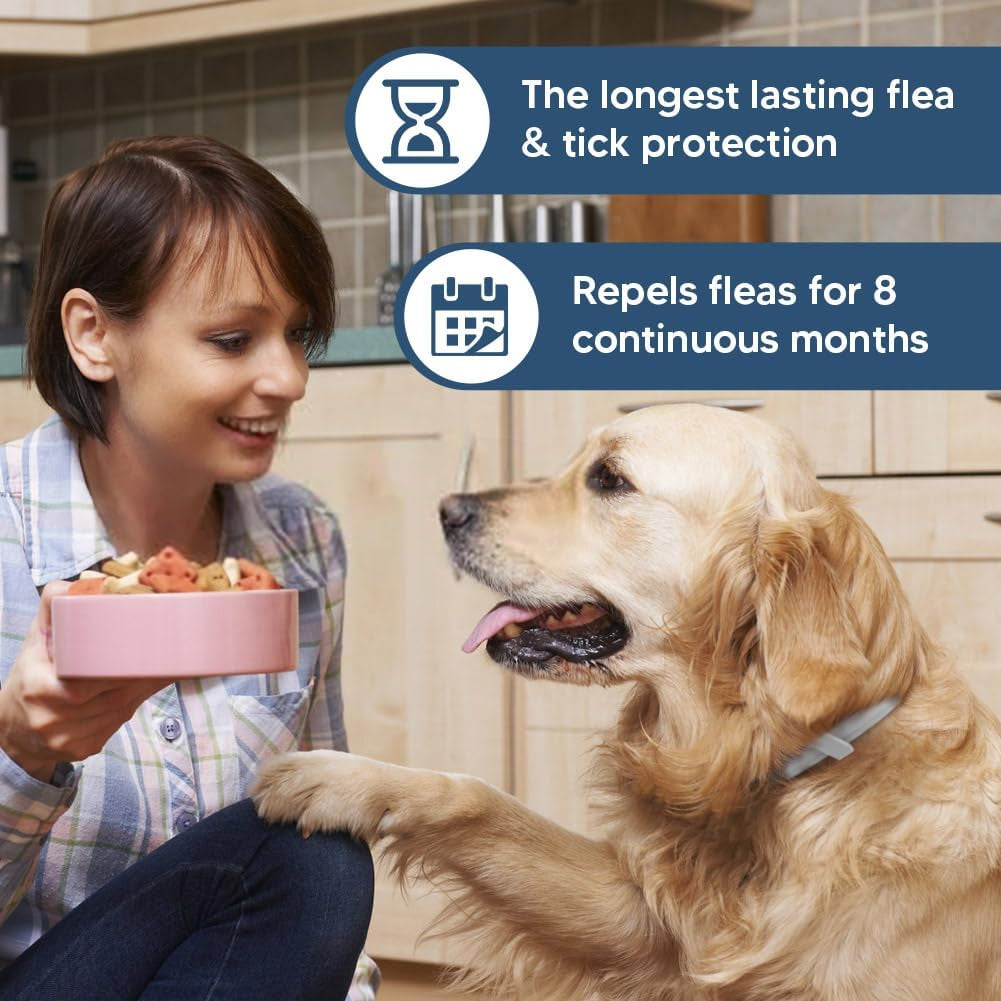 Flea Collar Dogs, Tick Collars for Dogs, Flea and Ticks Collar for Dog, Adjustable, Suitable of Dog, 8 Months Protection, Naturally, Effectively-2P