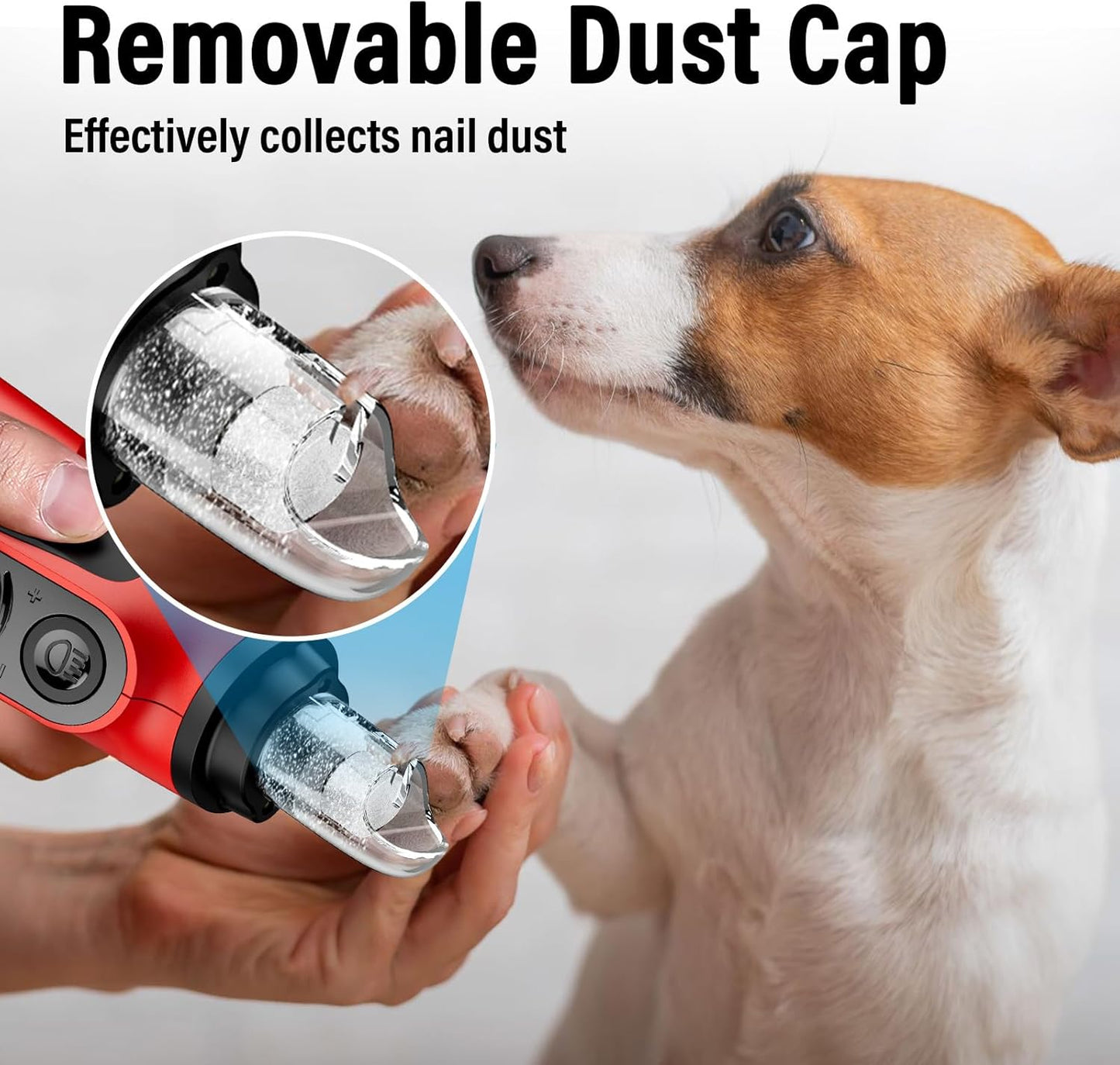 Smart 6-Speed Dog Nail Grinder - 50% More Power Pet Nail Grinder with 2 LED Lights Quiet Rechargeable Electric Dog Nail Trimmers File Toenail Grinder for Large Medium Small Dogs & Cats (Red)