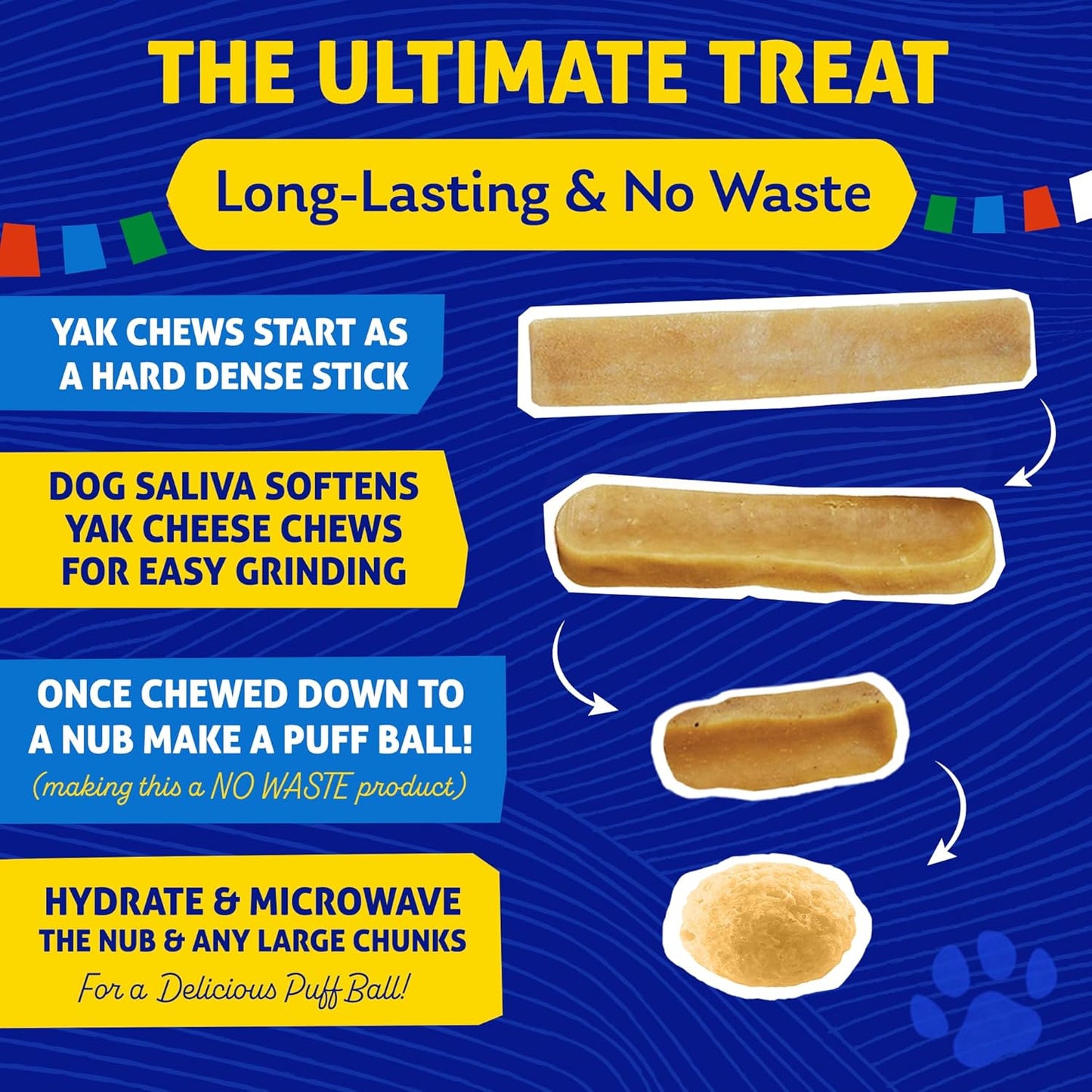 Original Yak Cheese Dog Chews,100% Natural, Long Lasting, Gluten Free, Healthy & Safe Canine Treats, Lactose & Grain Free, Protein Rich, Mixed Sizes, Dogs 65 Lbs & Smaller, 4 Count