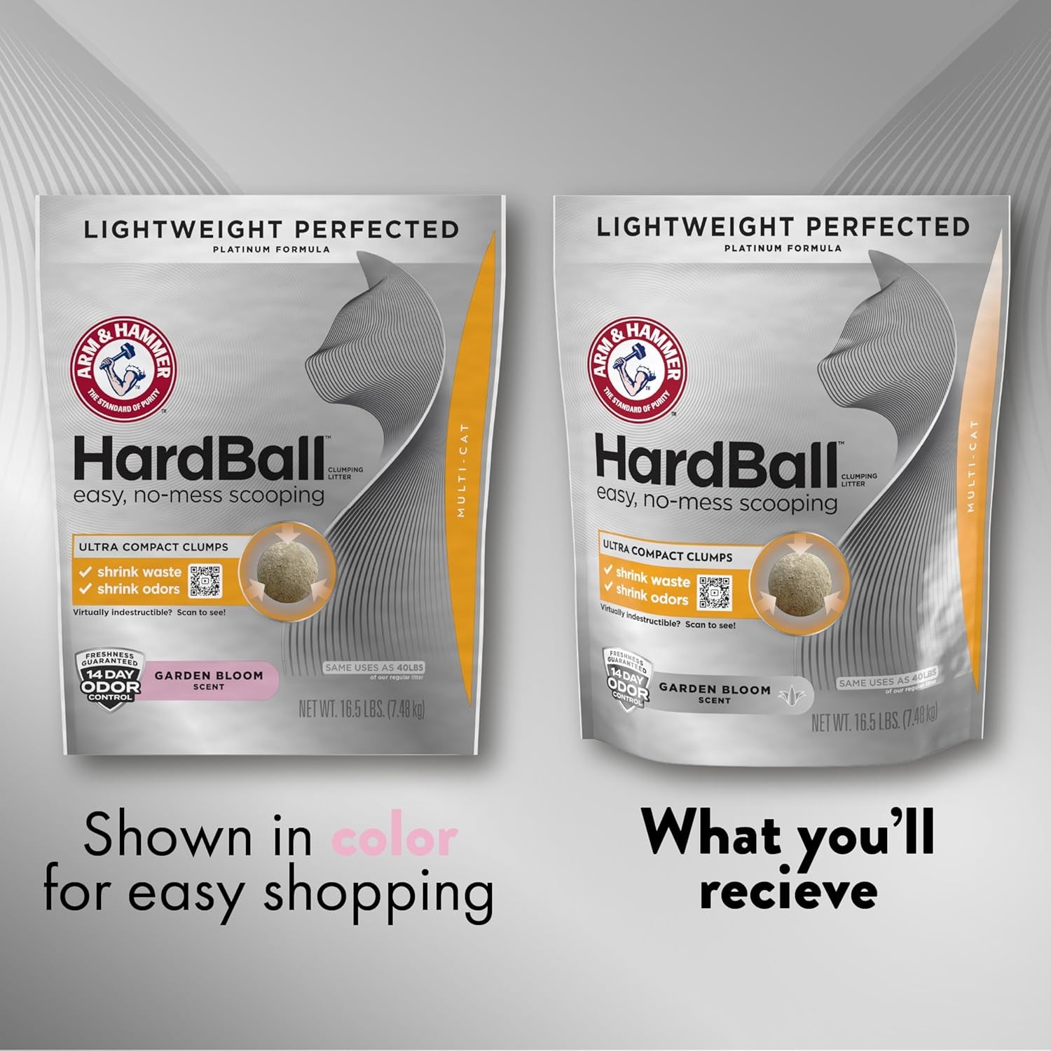 Hardball Lightweight Platinum Multi-Cat Clumping Cat Litter Odor Control, Easy No-Mess Scooping, Garden Bloom Scent, 8.5 Lbs.