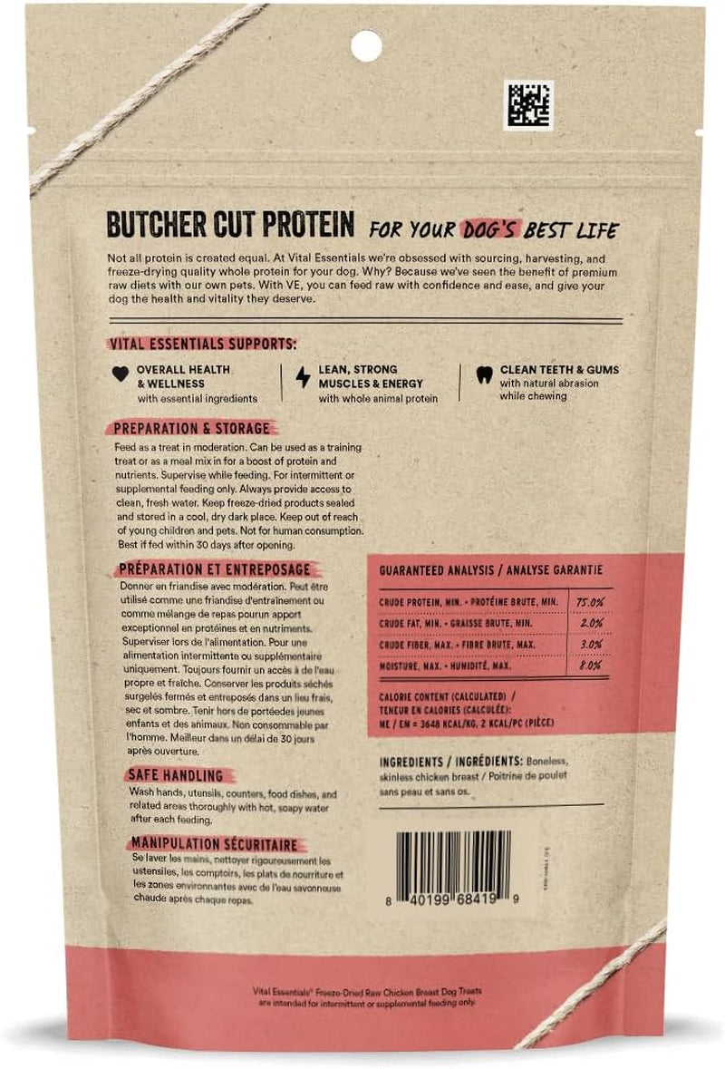 Chicken Breast Dog Treats, 3.75 Oz | Freeze-Dried Raw | Single Ingredient | Premium Quality High Protein Training Treats | Grain Free, Gluten Free, Filler Free