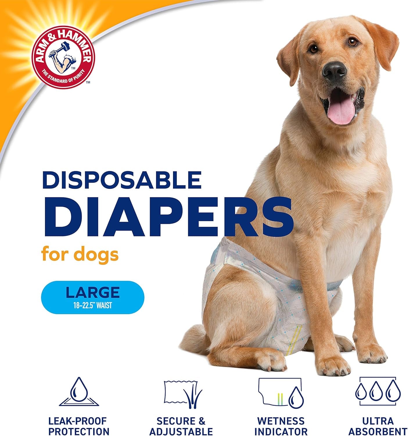 for Pets Female Dog Diapers, Size Large, 12 Count | Ultra-Absorbent, Adjustable Girl Dog Diapers with Leak-Proof Protection and Wetness Indicator