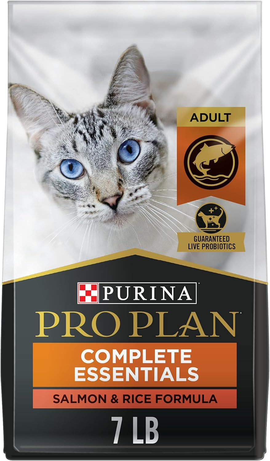 High Protein Cat Food with Probiotics for Cats, Salmon and Rice Formula - 7 Lb. Bag