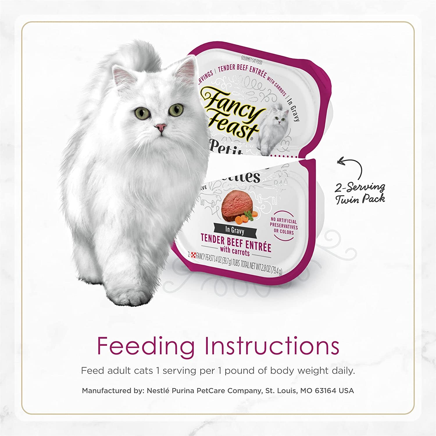 Purina  Petites Tender Beef Entree with Carrots in Gravy Gourmet Wet Cat Food - (Pack of 12) 2.8 Oz. Tubs