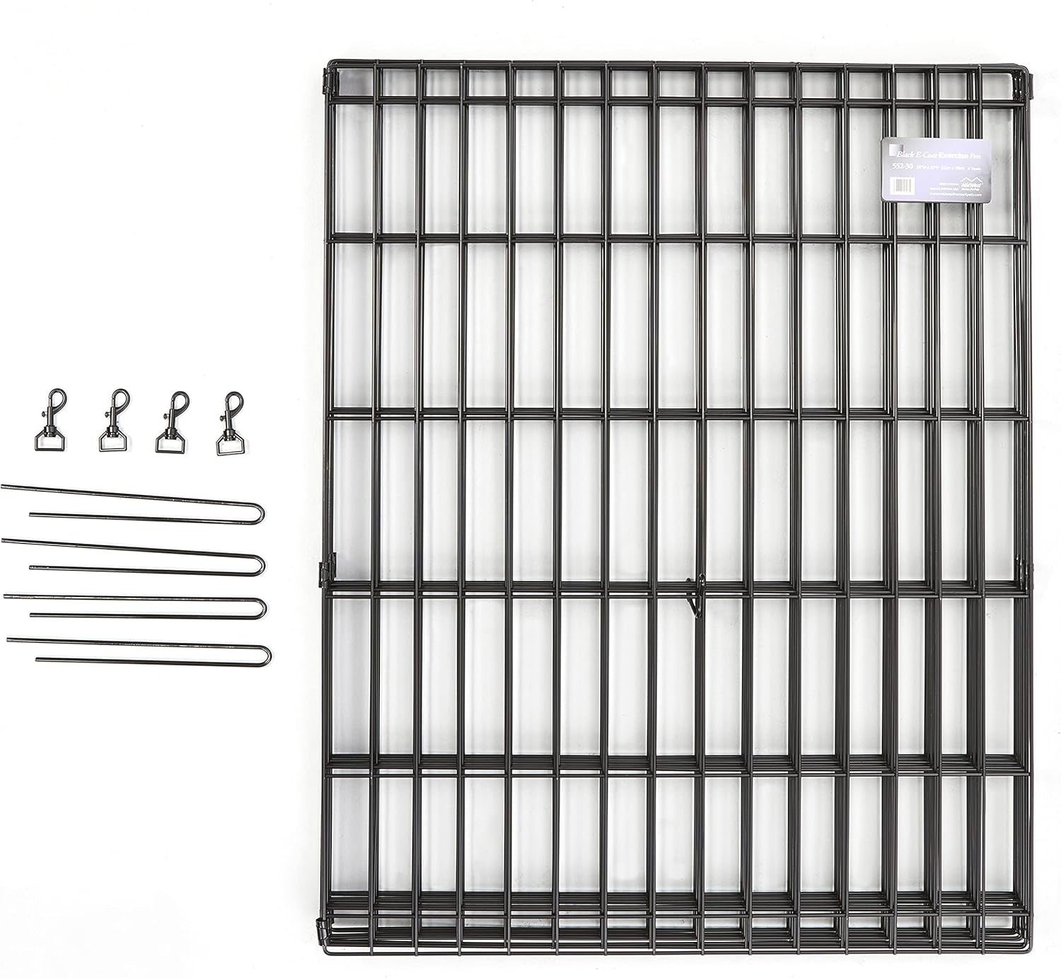 Folding Metal Puppy/Dog Exercise Pen, Indoor/Outdoor Playpen with Secure Door, Provides 16 Sq Feet of Play Space, 24-Inches Tall, Black E-Coated