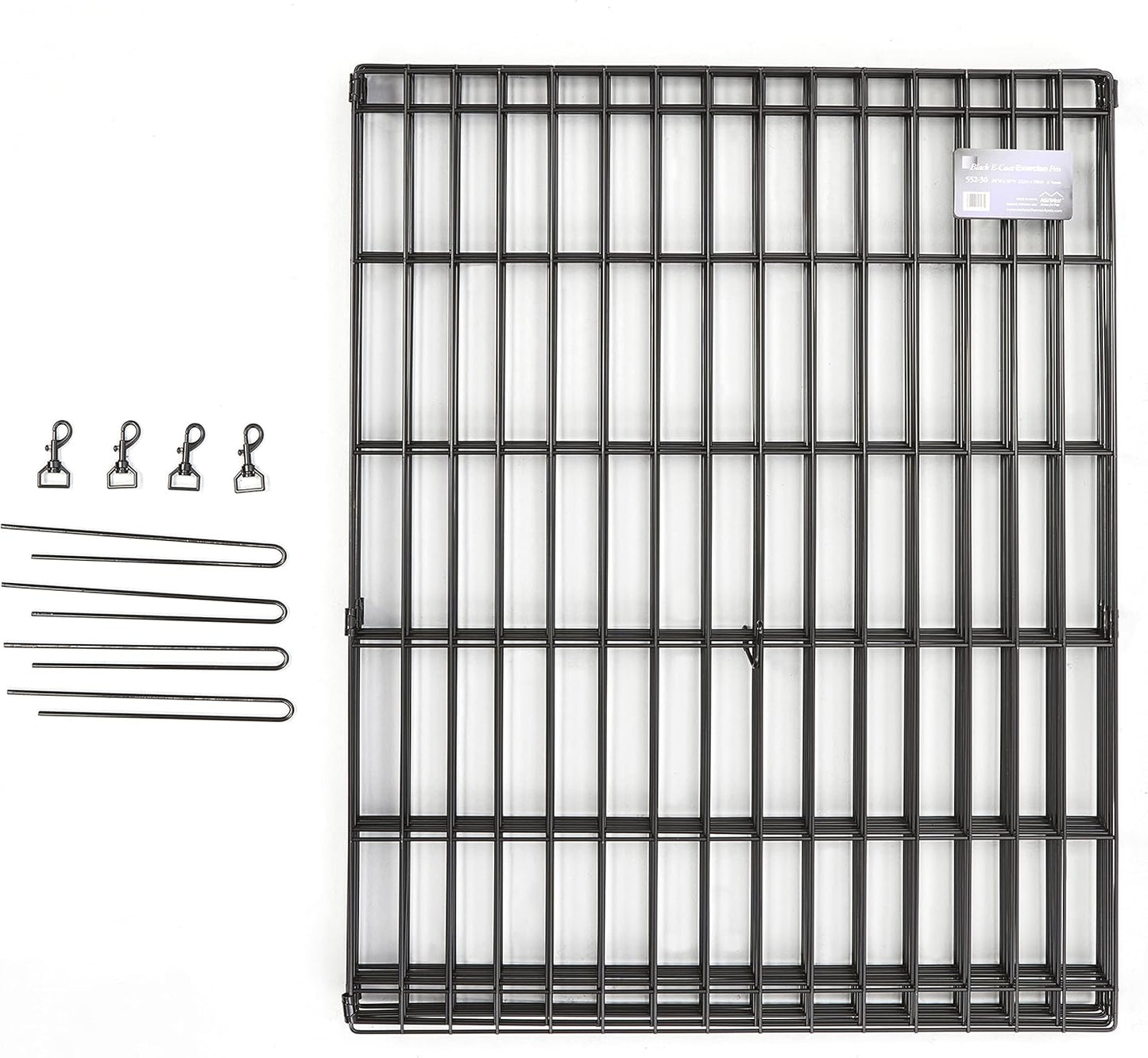 Folding Metal Dog Exercise Pen, Indoor/Outdoor Playpen with Secure Door, Provides 16 Sq Feet of Play Space, 30-Inches Tall, Black E-Coated