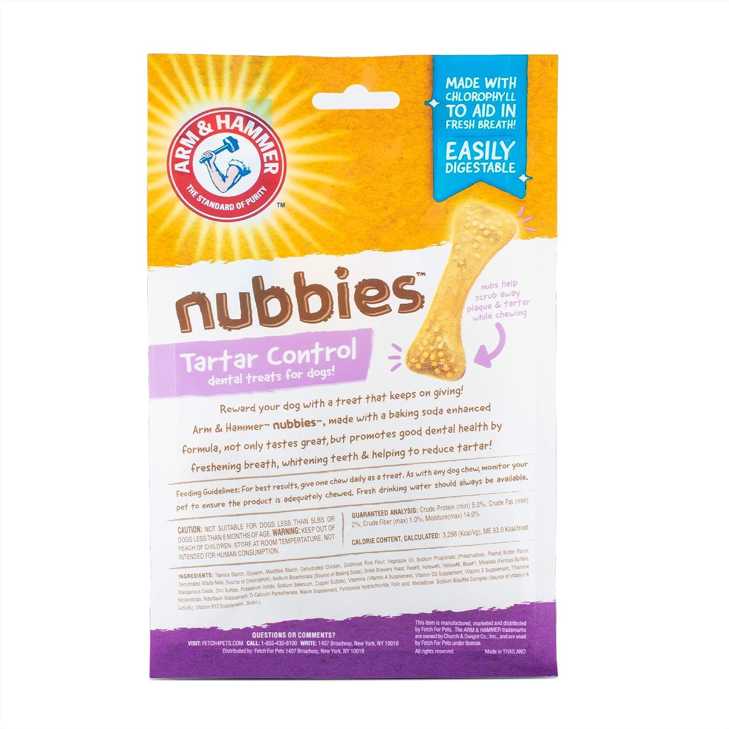 for Pets Nubbies Dental Treats for Dogs with Baking Soda and Calcium, Treat Chews Help Fight Bad Breath, Plaque & Tartar without Brushing, Peanut Butter, 20 Pcs (Packaging May Vary)