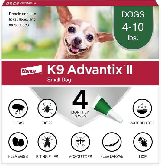 II Small Dog Vet-Recommended Flea, Tick & Mosquito Treatment & Prevention | Dogs 4-10 Lbs. | 4-Mo Supply
