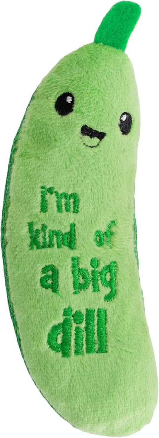 Crunchy Pickle Kicker Toy with Catnip and Dental Mesh, Pickle Shape, Plush and Crinkle Cat Toy for Kicking, Tossing, and Teeth Cleaning, Green