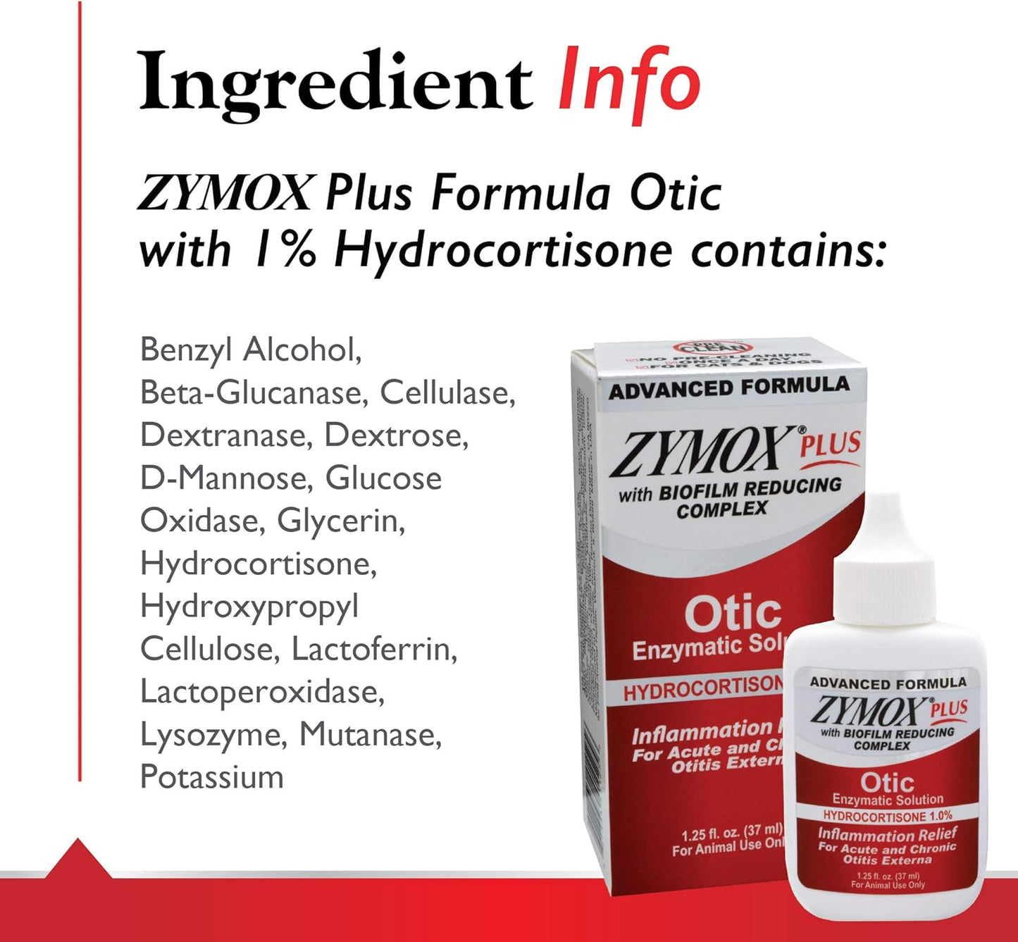 Advanced Formula Otic plus Enzymatic Ear Solution for Dogs and Cats with 1% Hydrocortisone, 1.25Oz