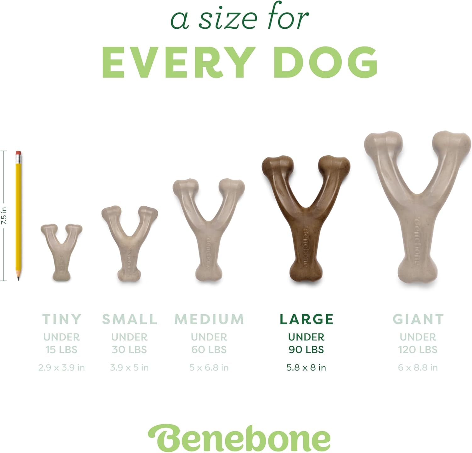 Wishbone Durable Dog Chew Toy for Aggressive Chewers, Made in USA, Large, Real Bacon Flavor