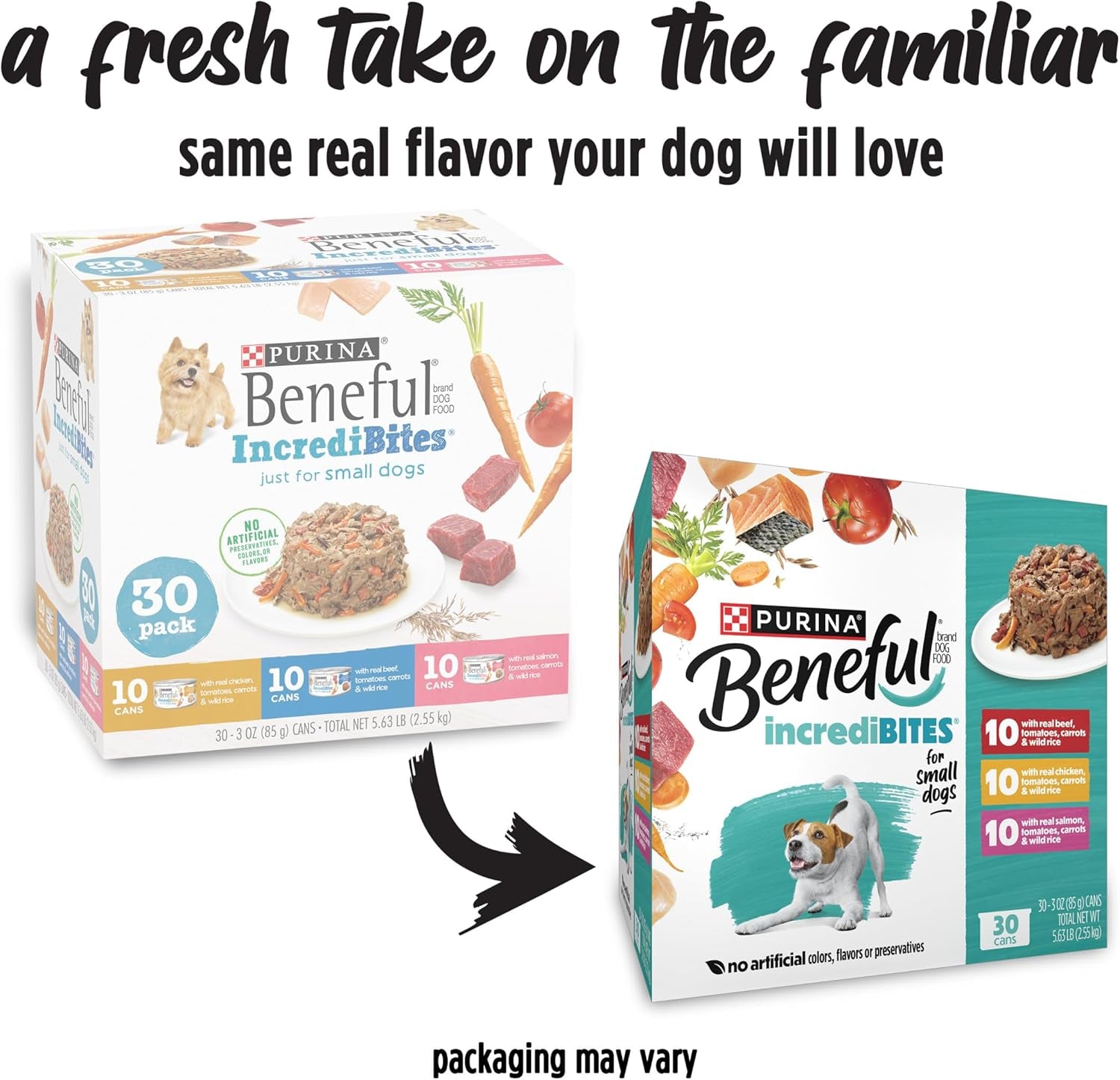 Purina  Small Breed Wet Dog Food Variety Pack, Incredibites with Real Beef, Chicken and Salmon - (Pack of 30) 3 Oz. Cans