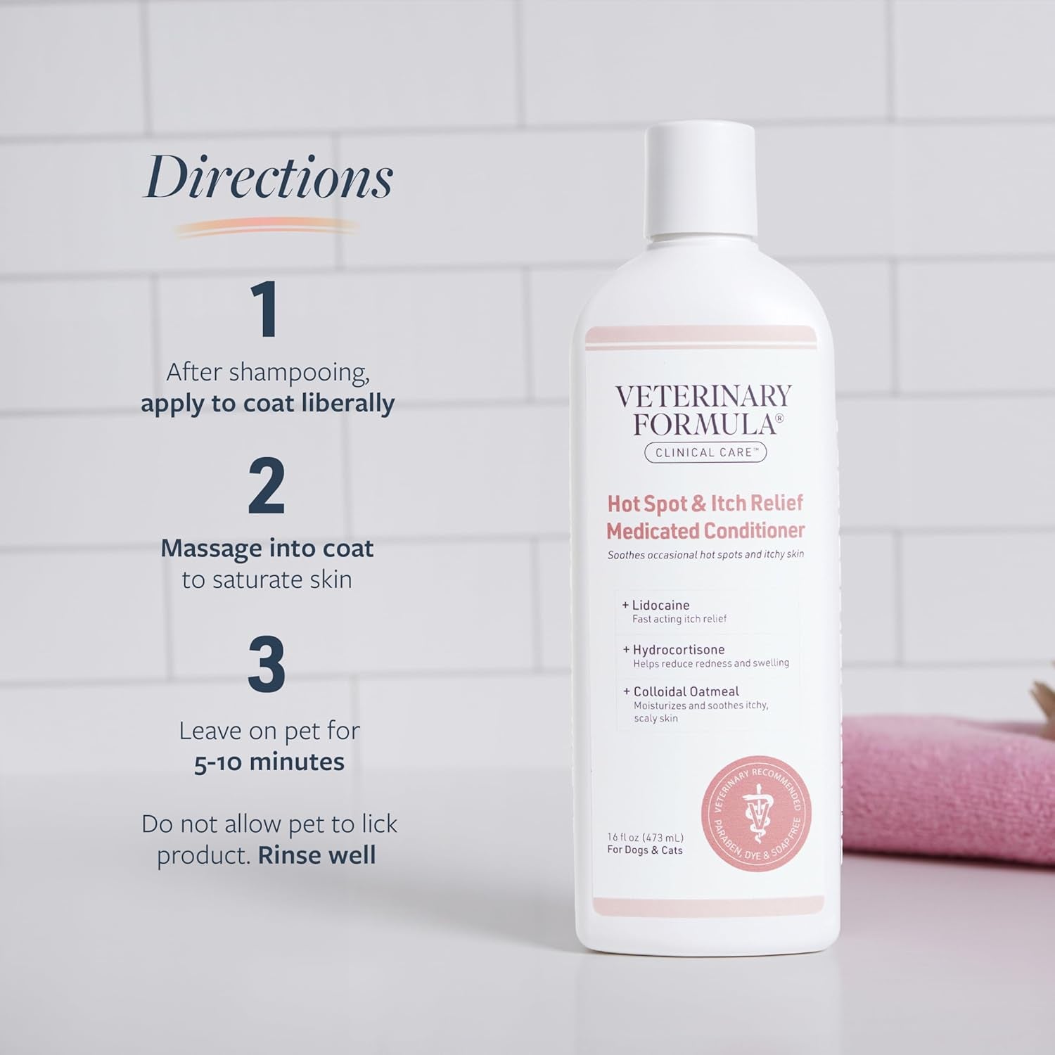 Clinical Care Hot Spot & Itch Relief Cat & Dog Medicated Conditioner, 16 Oz – Oatmeal Conditions Skin for a Lustrous Coat, Formulated to Help Alleviate Itchy Skin