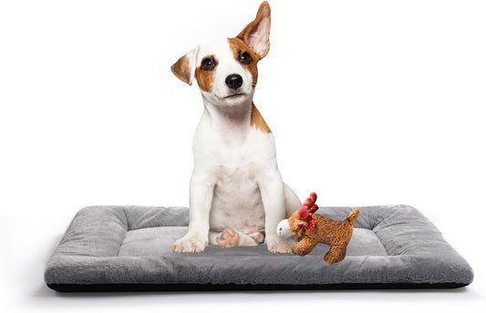 Dog Beds Crate Pad for Medium Dogs Fit Metal Dog Kennel,Ultra Soft Puppy Bed Washable & Anti-Slip Kennel Pad for Dogs Cozy Sleeping Mat,Gray 30Inch