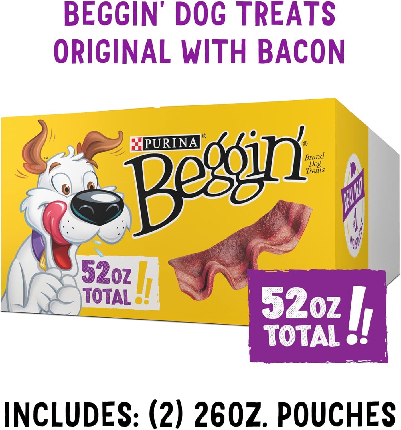 Strips Dog Treats, Original with Bacon Flavor - (Pack of 2) 26 Oz. Pouches