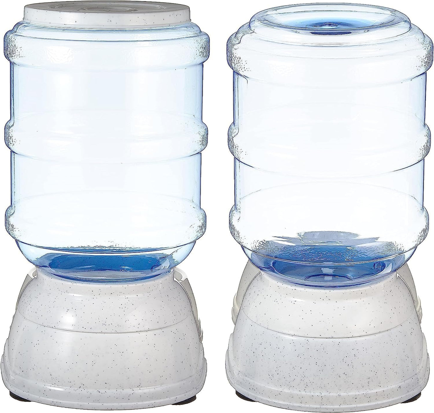 Automatic Dog Cat Water Dispenser Gravity Feeder Set, Pack of 2, Small, 6-Pound Food Capacity, 1-Gallon, Gray