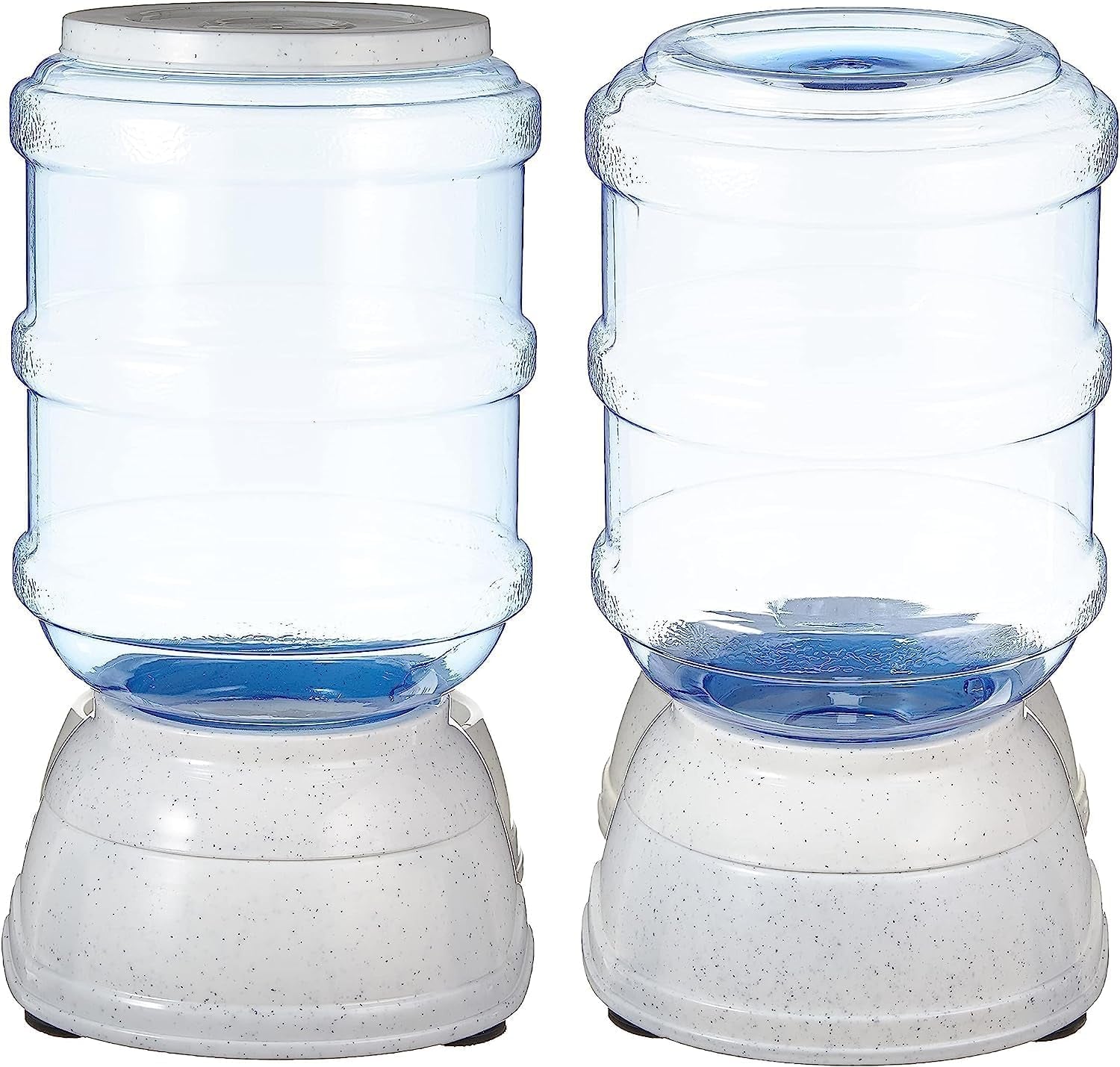 Automatic Dog Cat Water Dispenser Gravity Feeder Set, Pack of 2, Small, 6-Pound Food Capacity, 1-Gallon, Gray