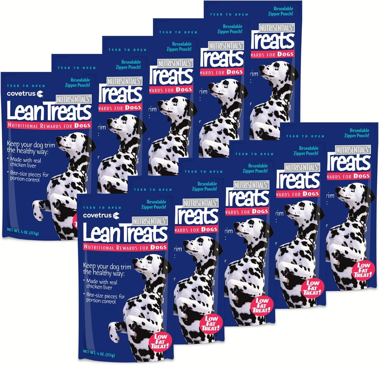 Nutrisential Lean Treats for Dogs - Soft Dog Treats for Small & Medium Dogs - Nutritional Low Fat Bite Size K9 Treats - Chicken Flavor - 10 Pack - 4Oz