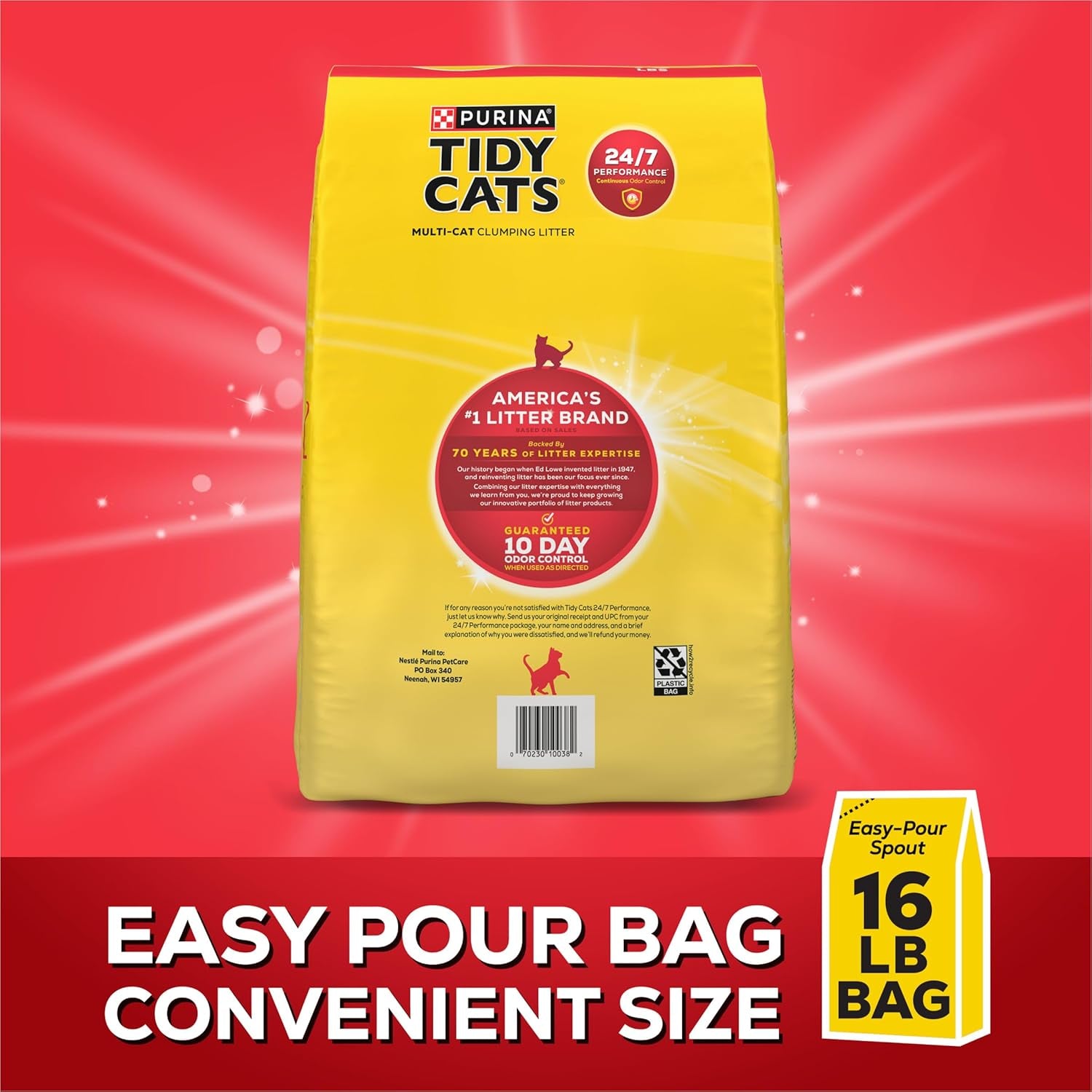 Purina  Clumping Cat Litter Odor Control, 24/7 Performance Multi Cat Litter - 16 Lb. Bag