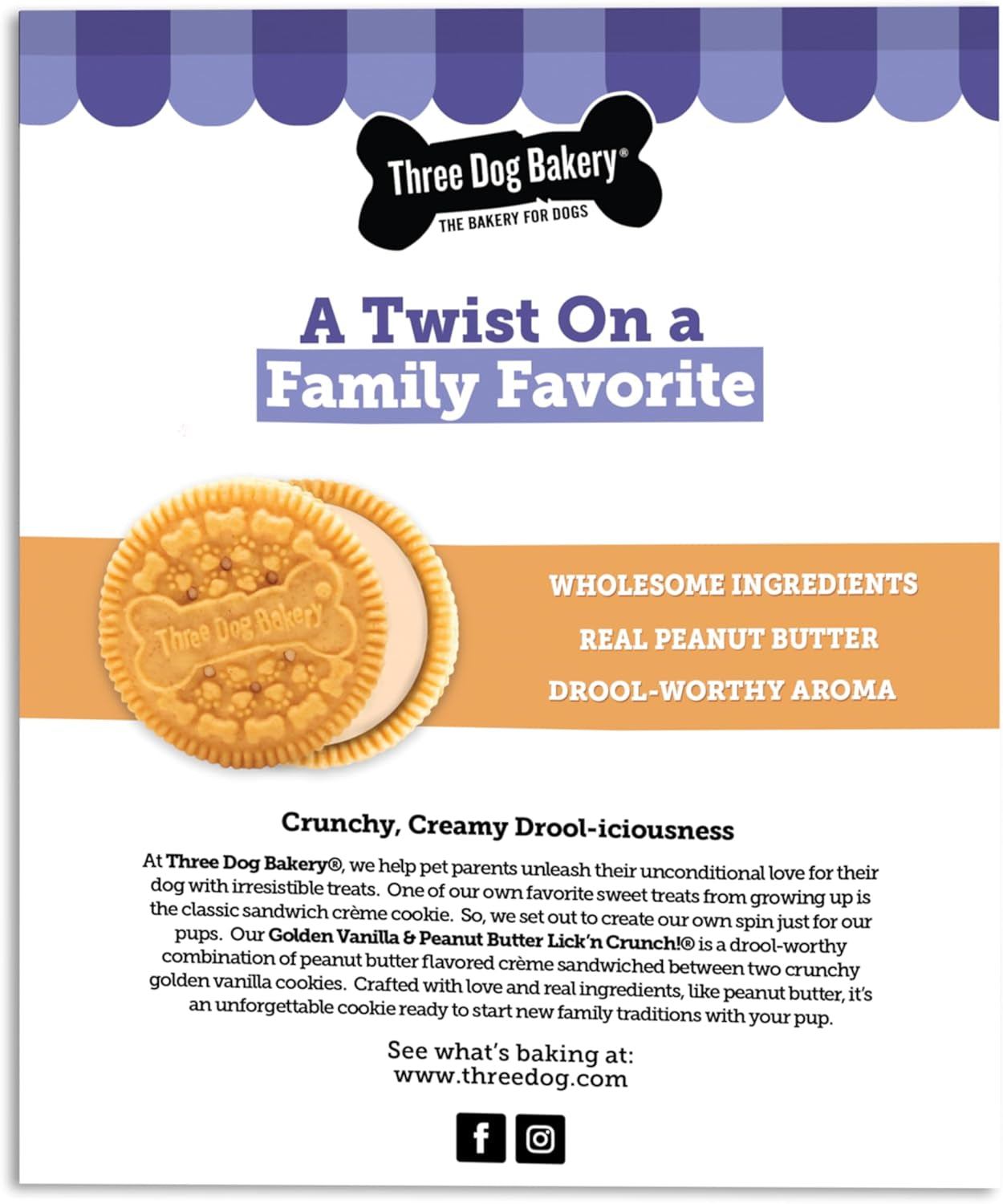 Classic Cremes Baked Dog Treats, Golden with Peanut Butter Filling, 13 Oz,Brown,310077