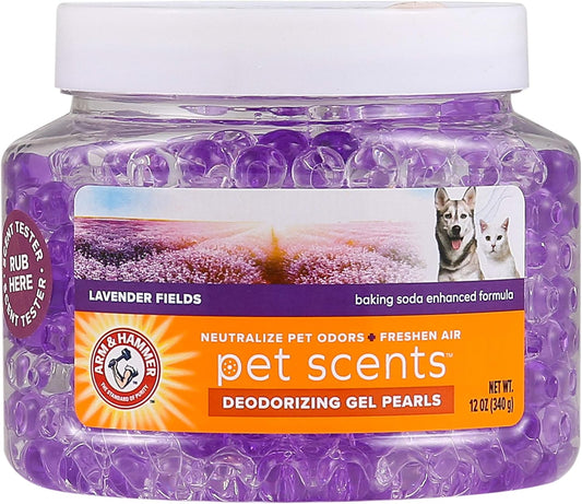 Air Freshener Gel - Pet Odor Eliminator with Baking Soda - Odor Absorbing Gel Beads for Cats & Dogs - Pet Deodorizer and Air Neutralizer for Home - Natural Freshness Lavender Fields 12 Oz