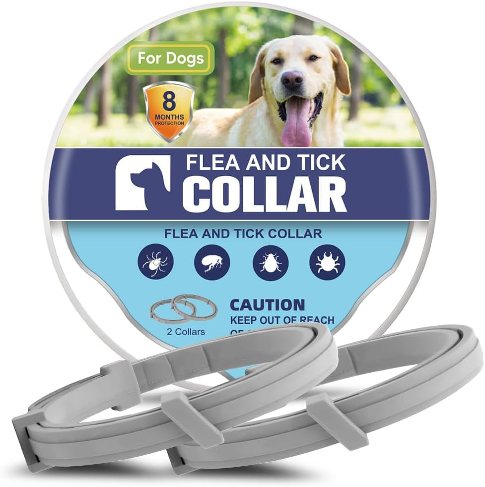 Flea Collar for Dogs, Adjustable Flea and Tick Collar for Large Dogs, 8 Months Protection 2 Count