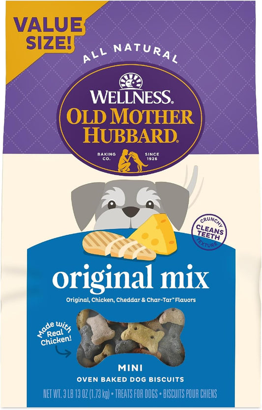 by Wellness Classic Original Mix Natural Dog Treats, Crunchy Oven-Baked Biscuits, Ideal for Training, Mini Size, 3.8 Pound Bag