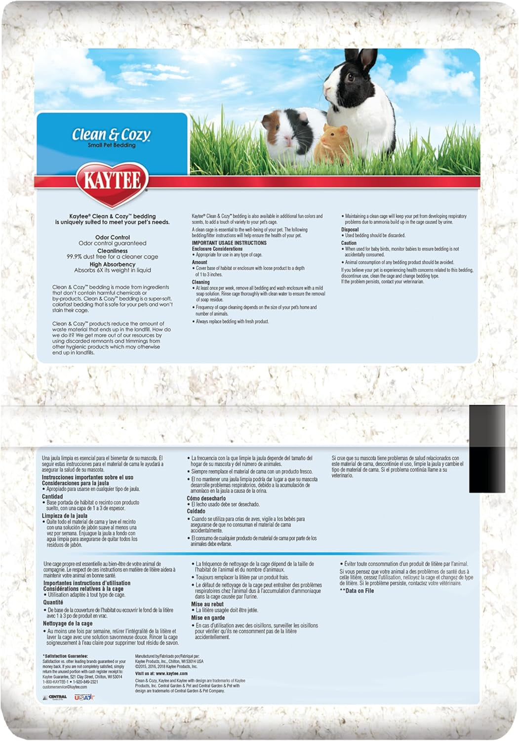 Clean & Cozy White Paper Bedding, Made for Small Animals, 100 Liters, Pack of 2