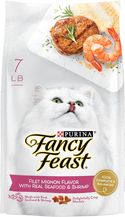 Purina  Dry Cat Food Filet Mignon Flavor with Seafood and Shrimp - 7 Lb. Bag