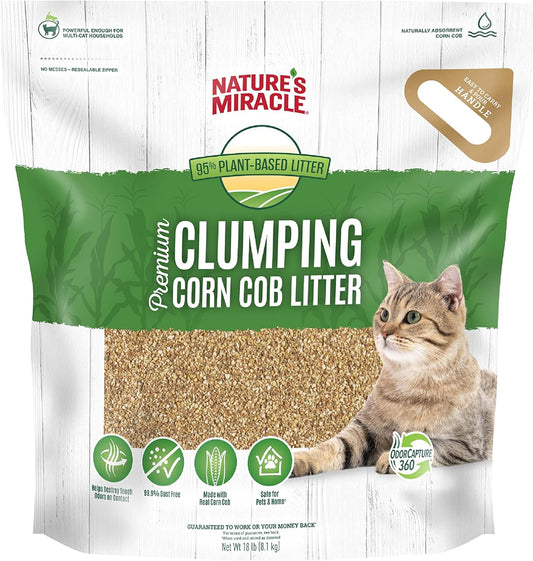 Premium Clumping Corn Cob Litter, Tough Odor Bio-Enzymatic Formula, Dust Free