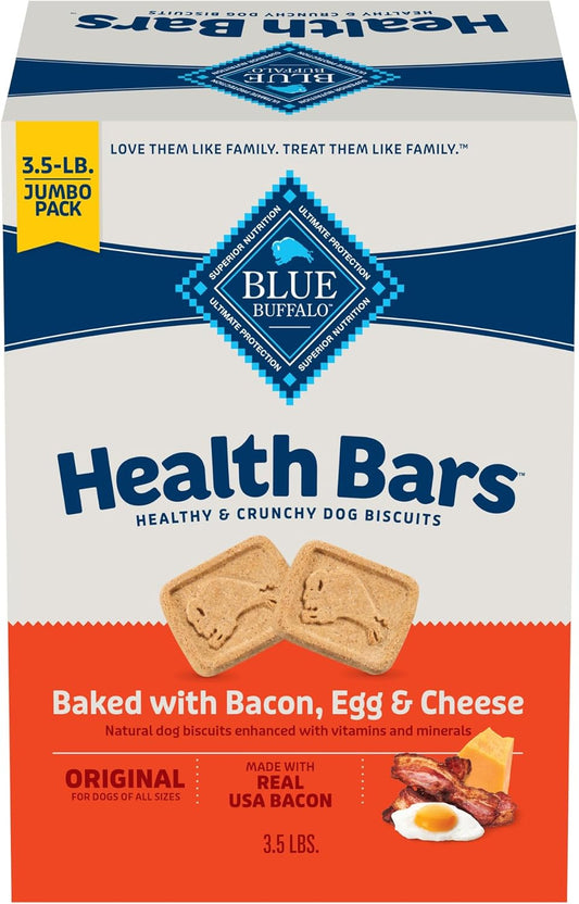Health Bars Oven-Baked with Natural Ingredients, Bacon, Egg & Cheese Crunchy Dog Biscuits, 3 Lbs.