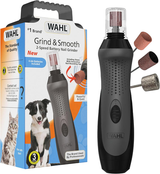 Grind & Smooth 2 Speed Battery Dog Nail Grinder with Concave Rounding Tip and Nail Guard for Increased Safety and Precise Nail Grinding - Model 3026333