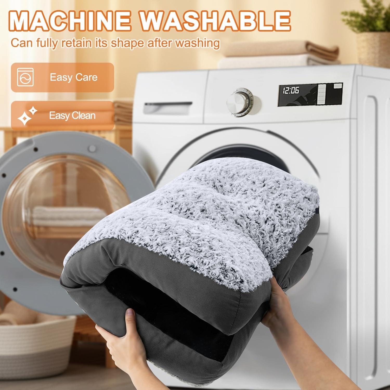 Deluxe Washable Dog Bed for Large Dogs Dog Crate Mat 35 Inch Comfy Fluffy Kennel Pad Anti-Slip for Dogs up to 60 Lbs, 35" X 23", Grey