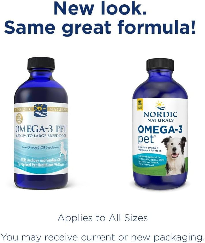 Omega-3 Pet, Unflavored - 8 Oz - 1380 Mg Omega-3 per Teaspoon - Fish Oil for Medium to Large Dogs with EPA & DHA - Promotes Heart, Skin, Coat, & Immune Health