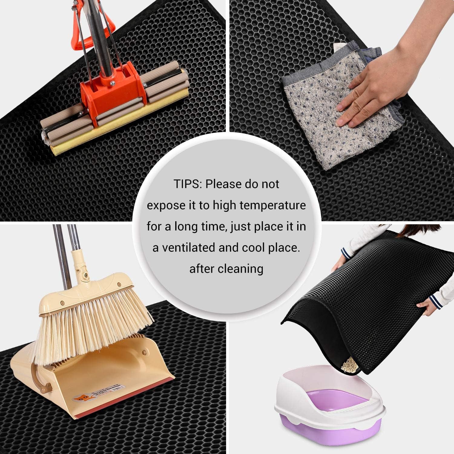 Cat Litter Mat Double Layer Waterproof Urine Proof Trapping Mat 1 Pack (Black, 30X24 Inch (Pack of 1))