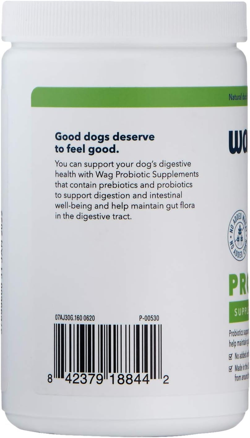 Amazon Brand -  Probiotic Supplement Chews for Dogs, Supports Digestive Health and Gut Flora, Natural Duck Flavor, 160 Count, Pack of 1