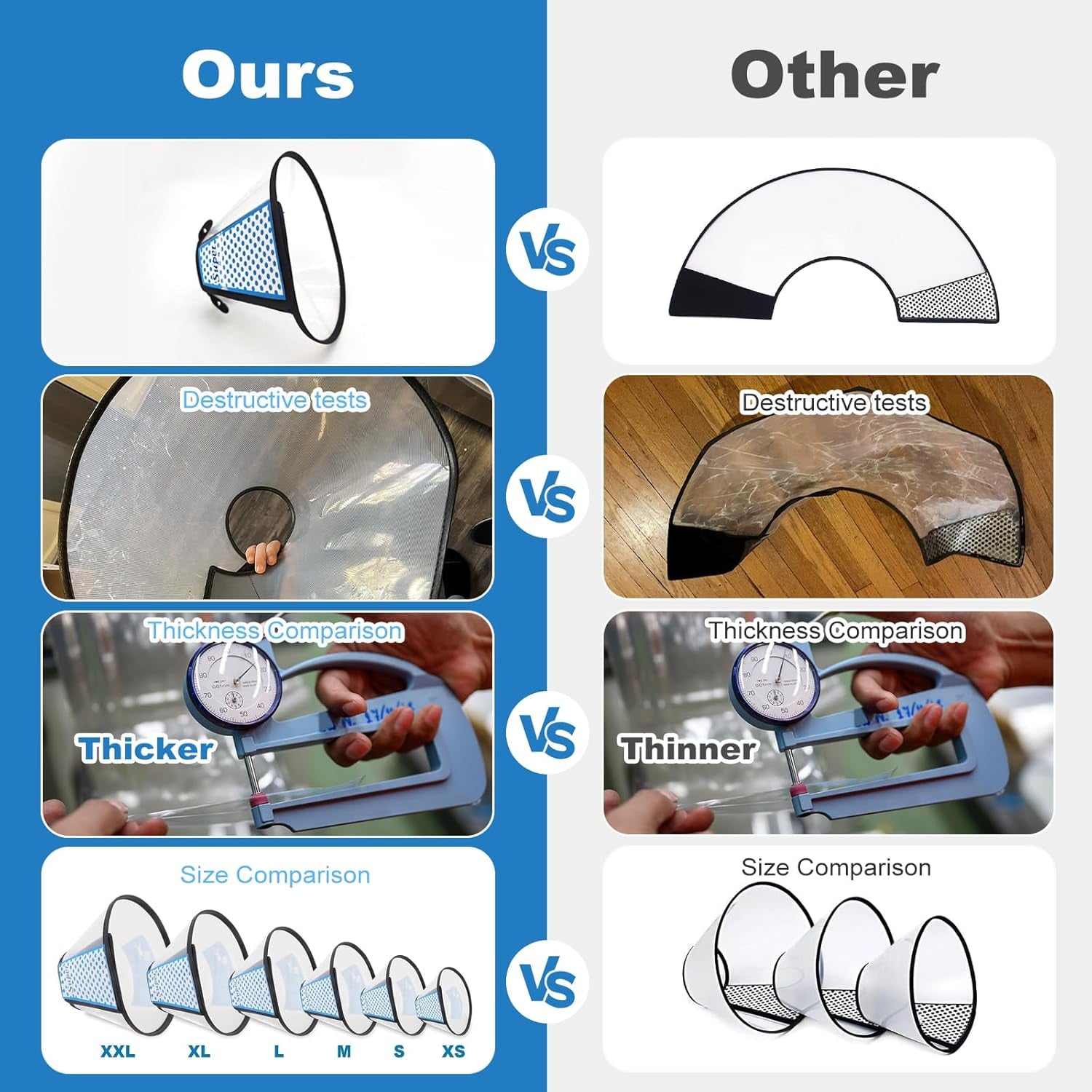 Dog Cone Collar Adjustable after Surgery, Comfortable Pet Recovery Collar & Cone for Large Medium Small Dogs, Elizabethan Dog Neck Collar Plastic Practical