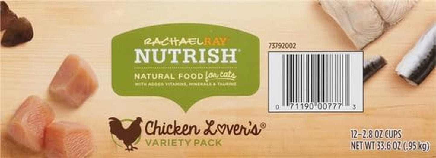 Rachael Ray  Premium Wet Cat Food, Chicken Lovers Variety Pack, Grain Free, 2.8 Oz. Tub, Pack of 12