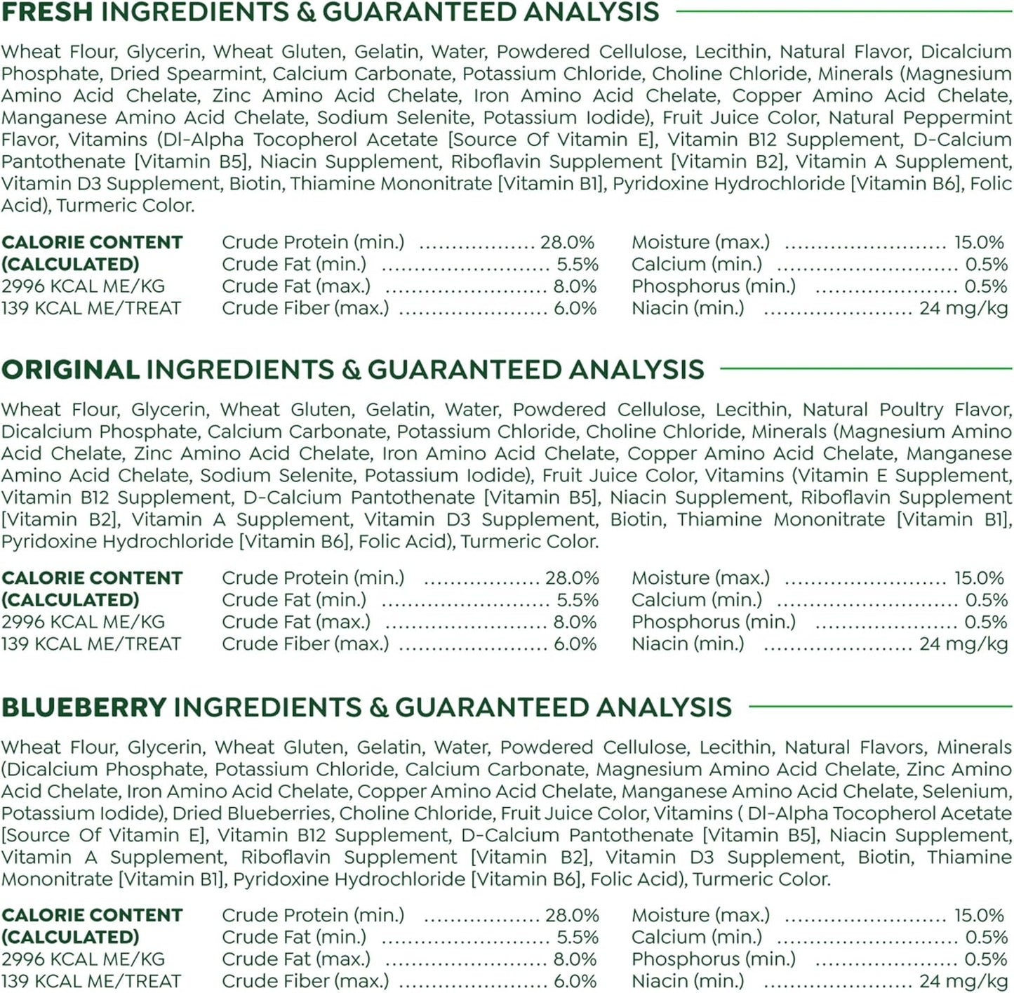 Large Dental Dog Treats, 3-Flavor Variety Pack, (3) 12 Oz. Pouches, (24 Treats)