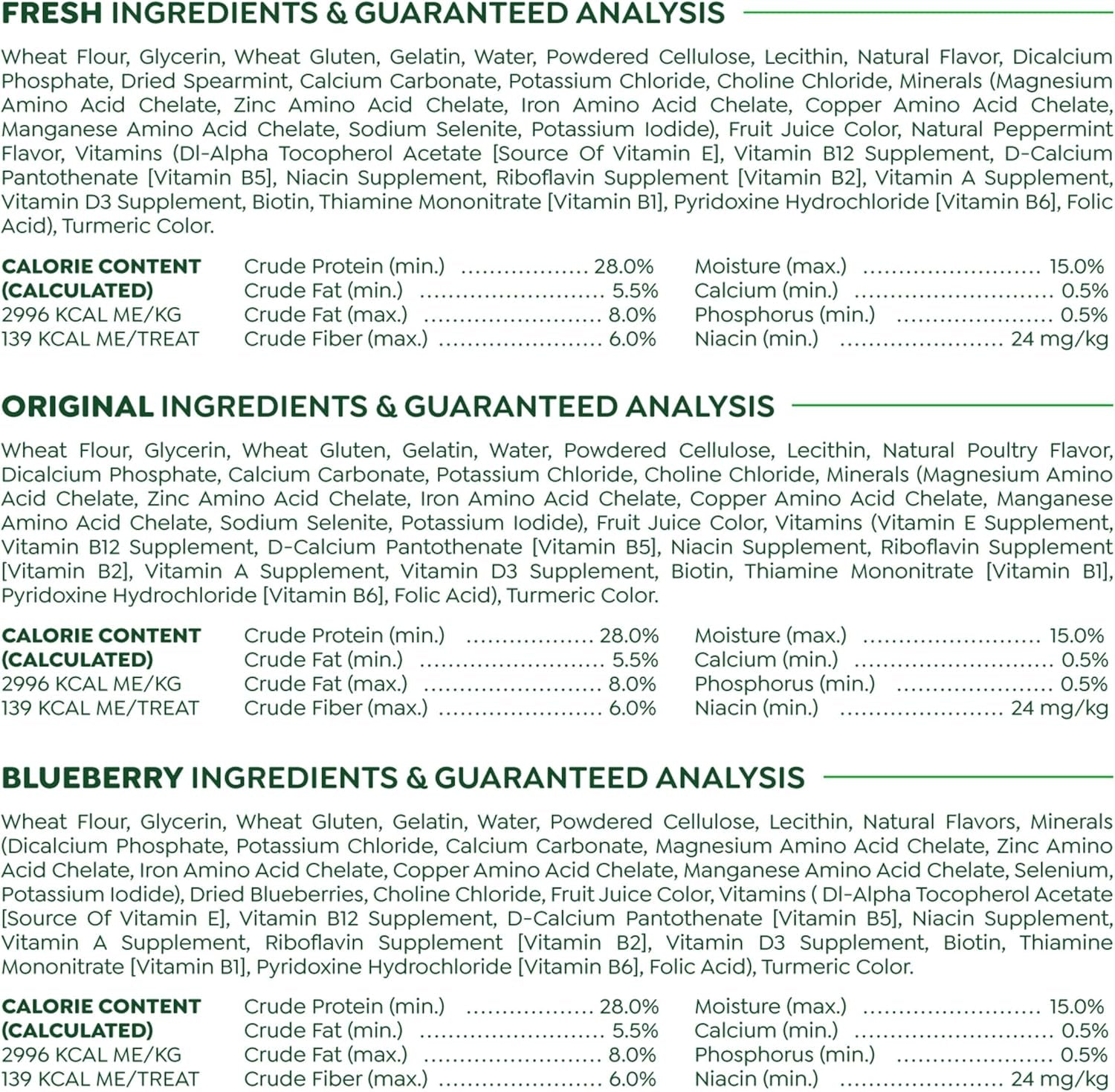 Large Dental Dog Treats, 3-Flavor Variety Pack, (3) 12 Oz. Pouches, (24 Treats)