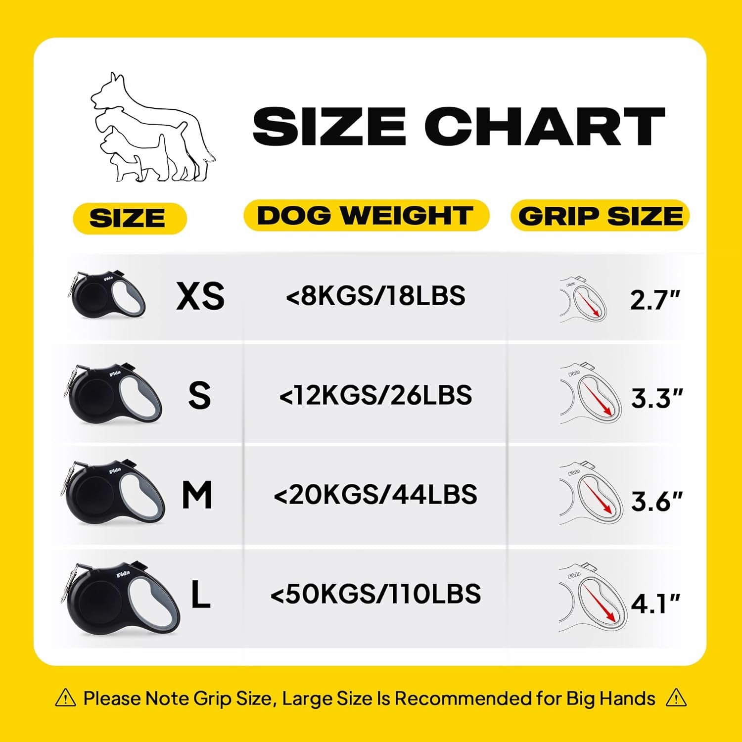 Retractable Dog Leash Large Breed, Heavy Duty 16 Ft Dog Walking Leash, up to 110 Lbs, 360° Tangle Free, Black