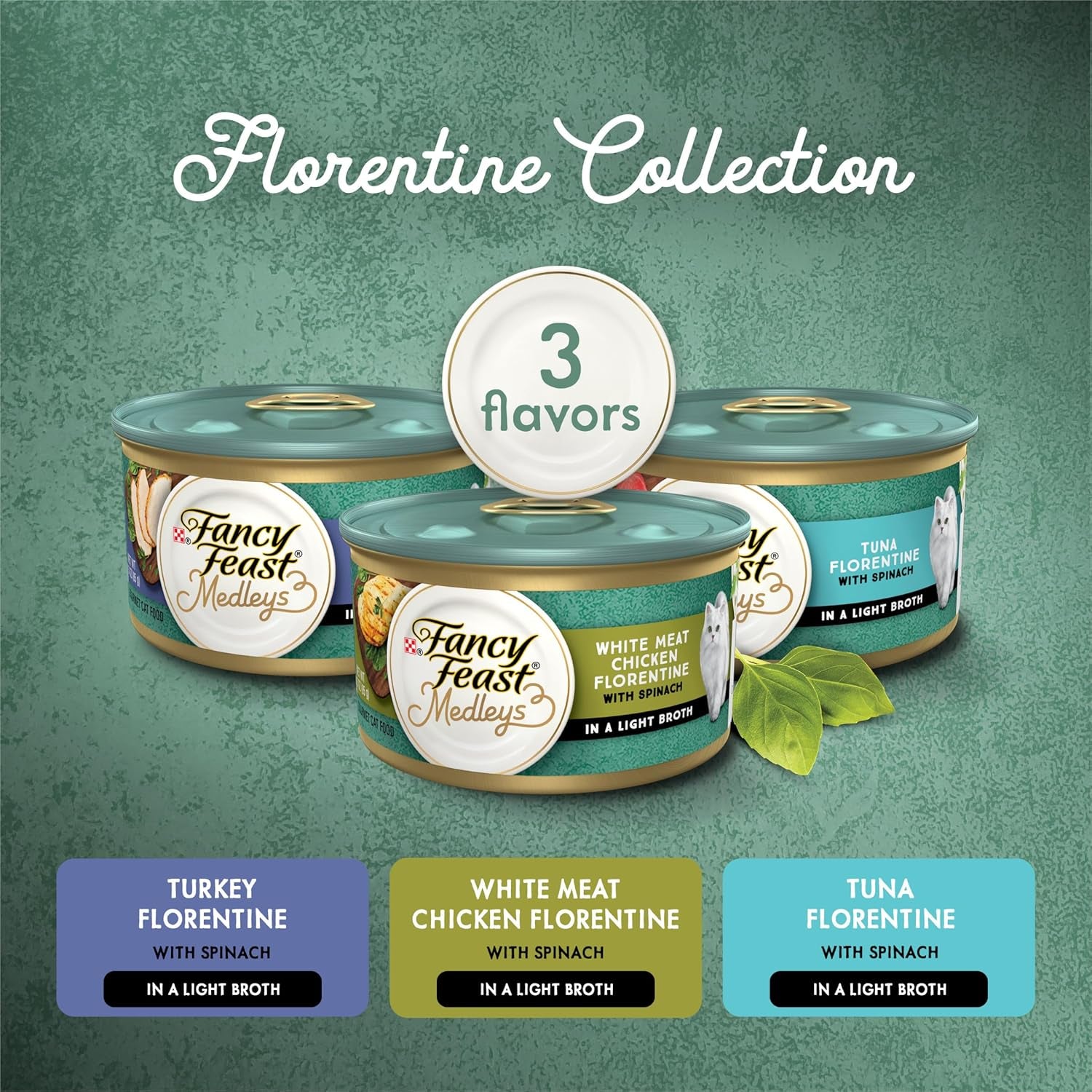 Purina  Wet Cat Food Medleys Florentine Wet Cat Food Variety Pack - (2 Packs of 12) 3 Oz. Cans
