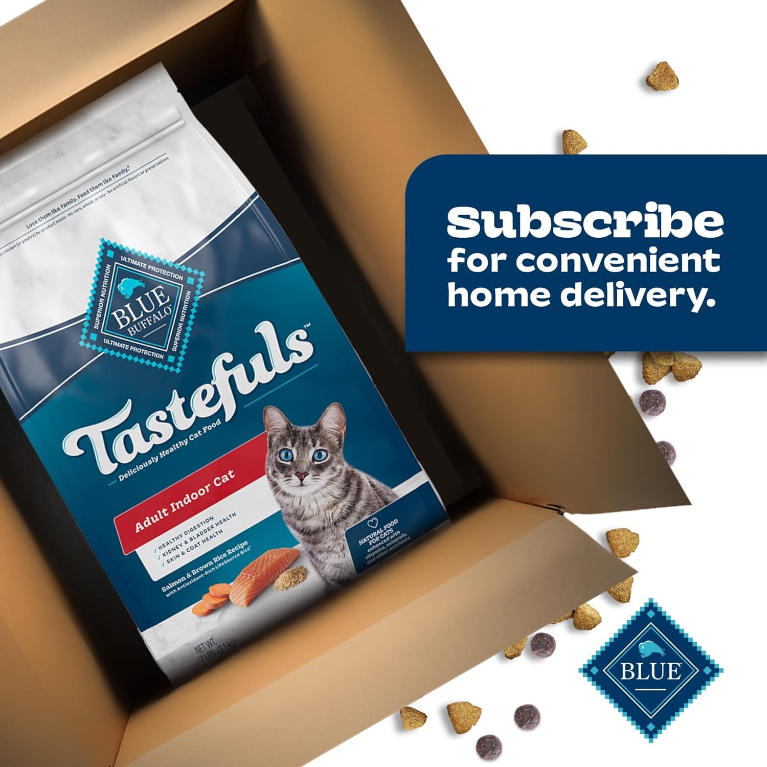 Tastefuls Adult Dry Cat Food Indoor Cat Formula, Made in the USA with Natural Ingredients, Salmon Recipe, 7-Lb. Bag