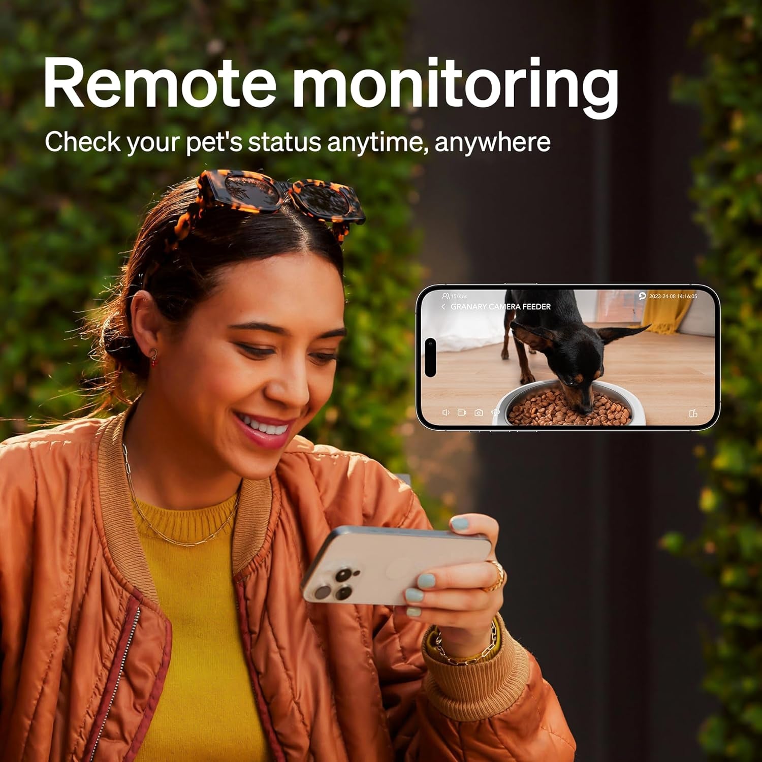 Automatic Cat Feeder with Camera, 1080P HD Video with Night Vision, 5G Wifi Pet Feeder with 2-Way Audio, Low Food & Blockage Sensor, Motion & Sound Alerts for Cat & Dog Single Tray