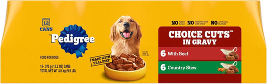 Choice Cuts in Gravy Adult Canned Soft Wet Dog Food, Beef & Country Stew, 13.2 Oz. Cans (12 Count, Pack of 1)