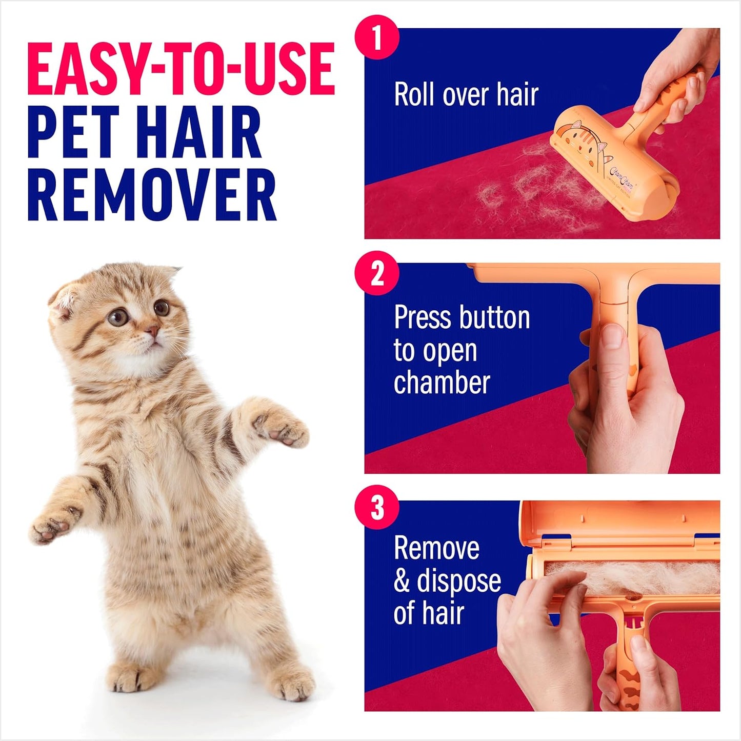 Pet Hair Remover - Reusable Cat and Dog Lint Rollers for Furniture, Couch, Car, and Clothes - Limited Cat Edition﻿