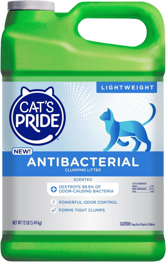 New Antibacterial Cat Litter: Destroys 99.9% of Odor-Causing Bacteria - Powerful Odor Control - Premium Lightweight Clumping Litter - Scented, 12 Pounds